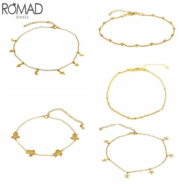 

anklets romad stackable 925 sterling silver tortoise starfish moon for women lovers' gifts fine jewelry tobilleras w4, Red;blue