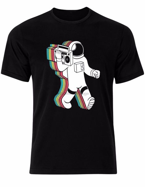 

астронавт on the radio радуга музыка spaceman удар vintage мужские футболки top al68 скидка горячей новой верхней свободной футболки смешно