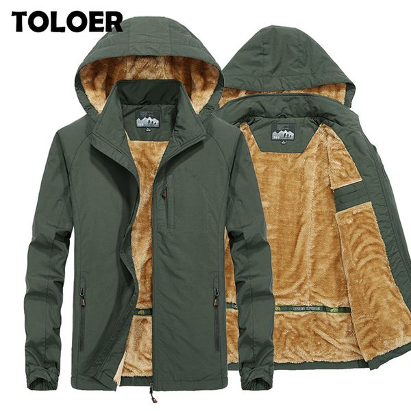 

fur hooded winter jacket men fashion hiking warm wool liner man jacket and coat windproof male skiing outdoor sports parkas 6xl, Black;brown
