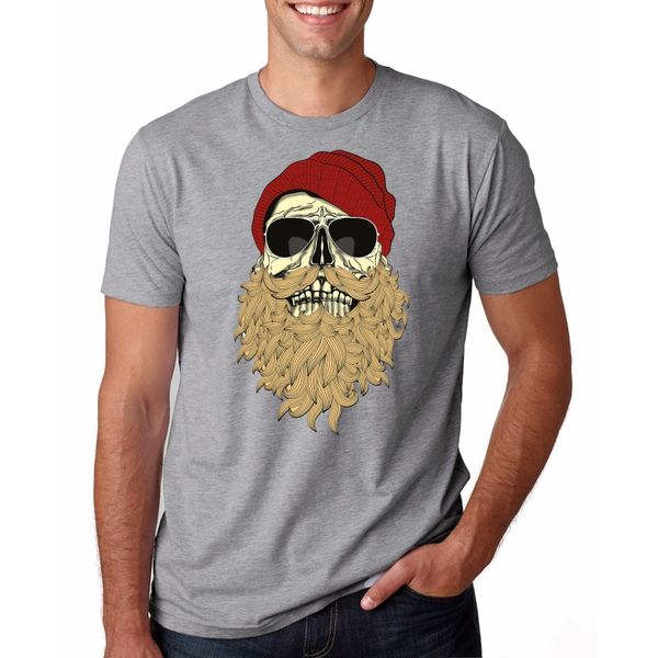 

men's skull with beard and sunglasses hipster graphic t-shirt
