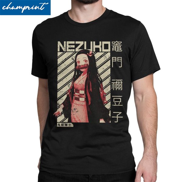 

men t-shirts demon slayer nezuko kimetsu no yaiba anime funny tee shirt short sleeve t shirt round neck clothes printed