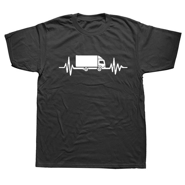 

new summer fashion heartbeat of truck driver t shirt men cotton casual short sleeve man funny truck driver t-shirt