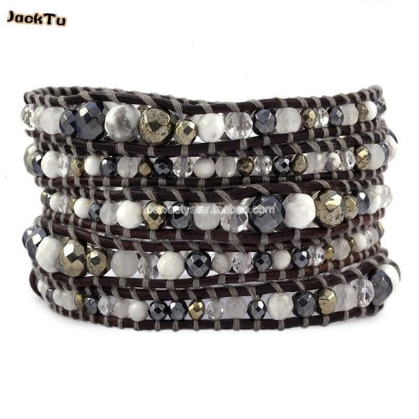 

tennis handmade pyrite hematite stone multi wrap bracelet for woman, Golden;silver