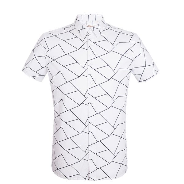 

deepocean men's shirt ice cracked shirt men's short-sleeved slim korean casual wild handsome thin, White;black