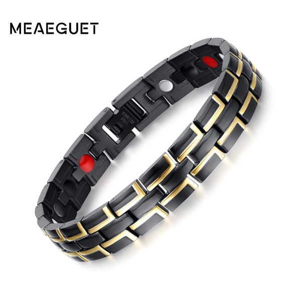

men's bracelet stainless steel bio health energy magnetic bangle adjustable magnetic therapy dad gift drop shipping, Black