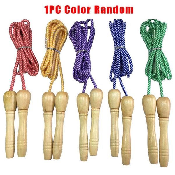 

jump ropes gym portable fitness skipping rope wear resistant kids toy exercise outdoor adjustable wooden handle random color training