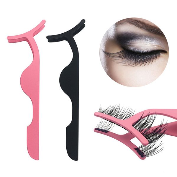 

false eyelashes 1 pc magnet stainless steel tweezers fake eye lash applicator eyelash extension makeup forceps tools easy to use