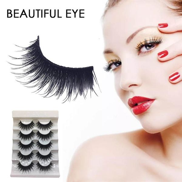 

5 pairs 3d mink lashes long lasting curling false eyelashes handmade black natural make up tools eyelash extension supplies