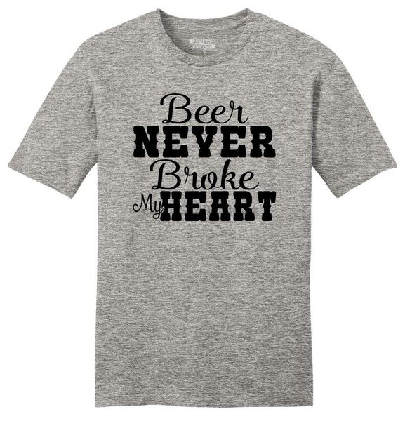 

mens beer never broke my heart soft tee country music alcohol party