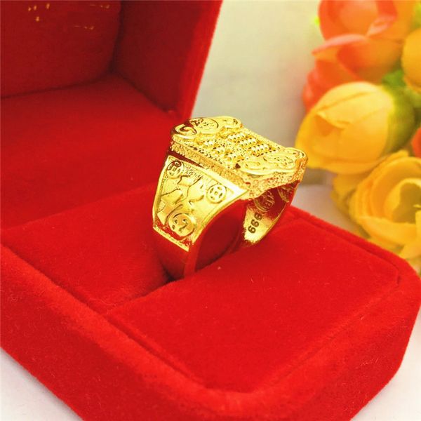 

luxury yellow gold 14k ring for men wedding engagement delicate abacus men's ring party birthday statement jewelry ornament gift, Golden;silver