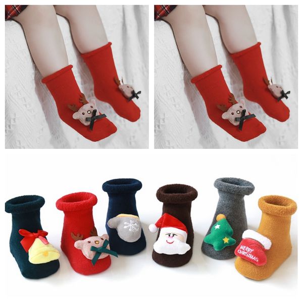 

cotton spring winter autumn baby girls boys kids socks children cartoon terry elk santa claus christmas baby socks, Pink;yellow