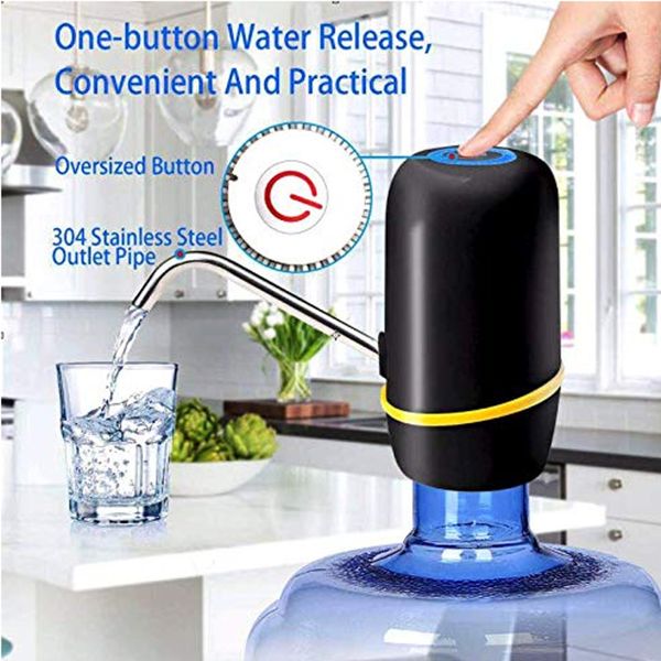 

water dispenser usb rechargeable automatic electric pump portable wireless button switch for 2/3/4/5gallon bottles