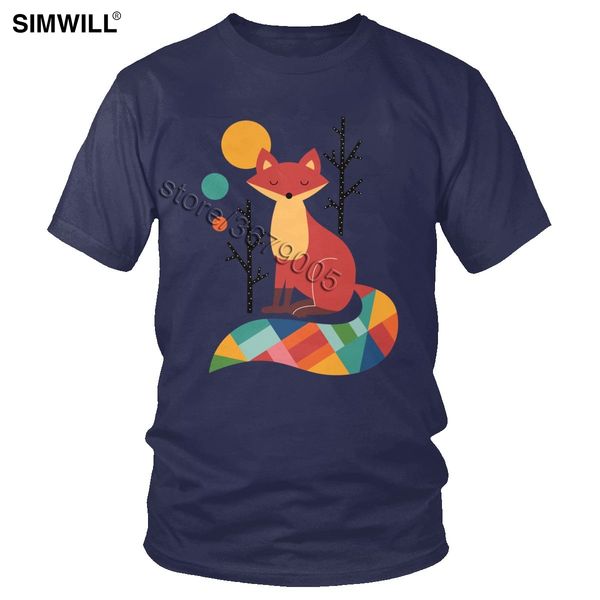 

men's colorful rainbow fox t shirt urban fashion tee protect animal t-shirt short sleeves pure cotton print big and tall