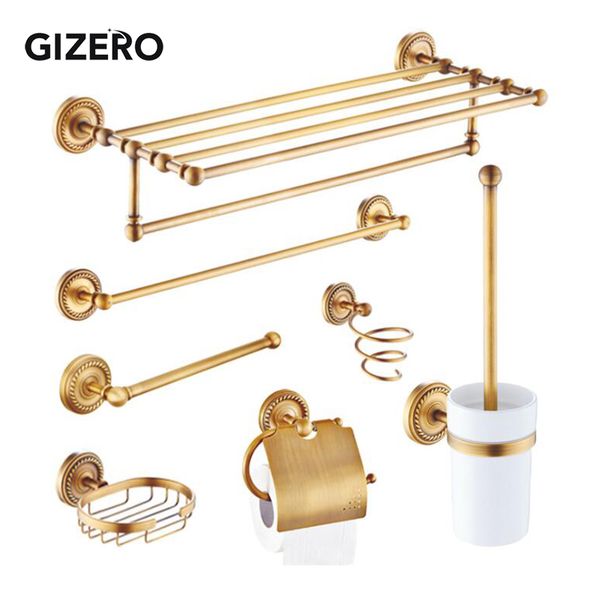 

bath accessory set wall mounted hair dryer holder antique brass finish bathroom shelf storage gi1708
