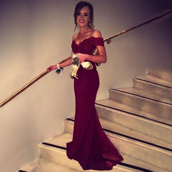

formal evening dress woman dress burgundy mermaid strapless sleeveless floor length prom with lace beading, White;black
