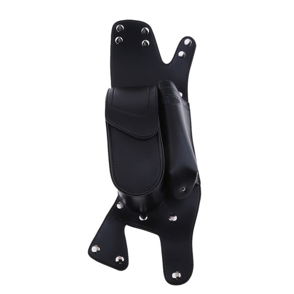

черный кожа pu правая сторона saddlebag воды fit держатель бутылки для harley