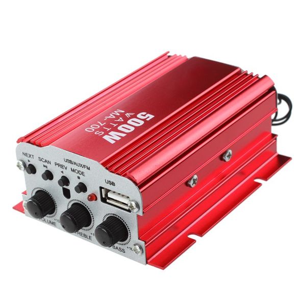 

amp + remote speaker for 2-channel 500w car auto moto boat usb mp3 fm red