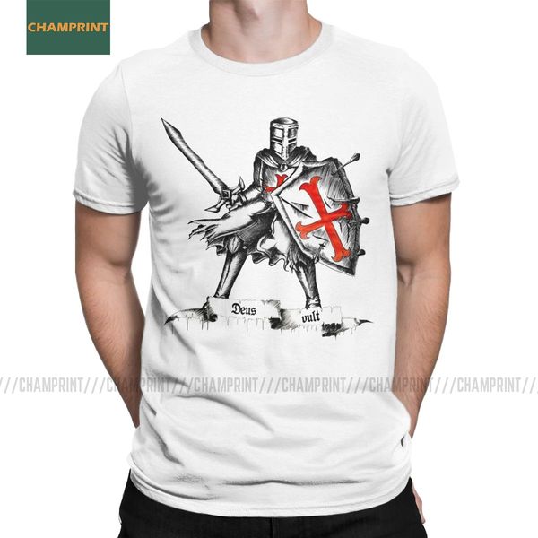 

knight templar deus vult t-shirts men cotton t shirts crusader cross christ medieval warrior sword military short sleeve tees