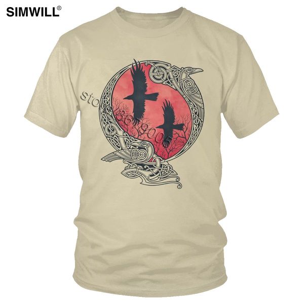 

men t shirt fashion hugin munin viking raven tshirt streetwear norse mythology bird tattoo t-shirt short sleeved graphic