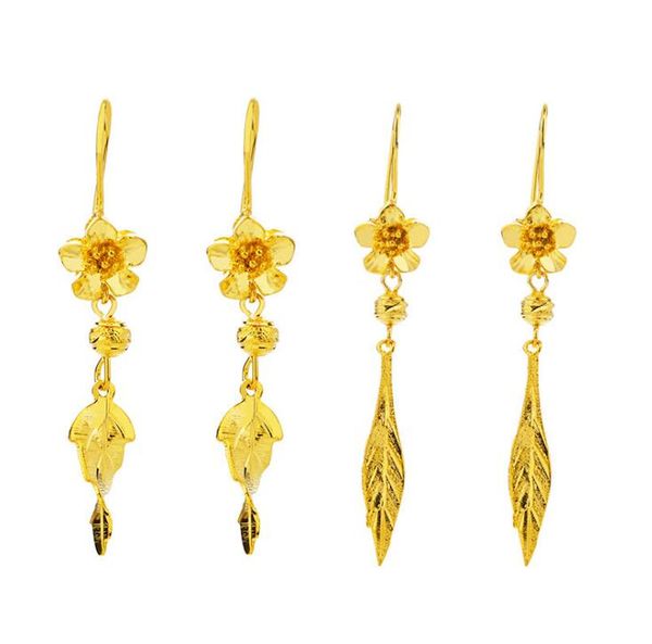 

classic simulation gold earrings woman flower leaf dangle chandelier earrings 2 style selection plating gold colorfast tassel earrings, Silver