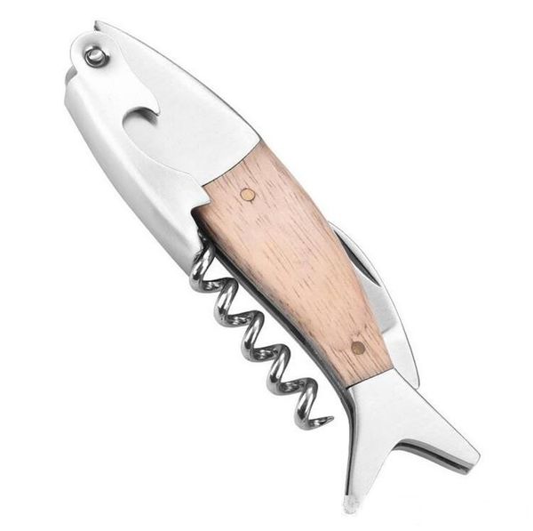 

professional stainless steel wooden fish bones wine opener bottle corkscrew opener premium rabbit lever corkscrew for wine dhl fedex free