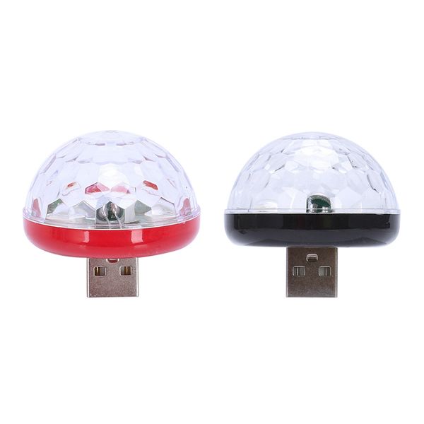 

2x led car usb atmosphere light dj rgb mini colorful music sound lamp usb-c phone surface black & red