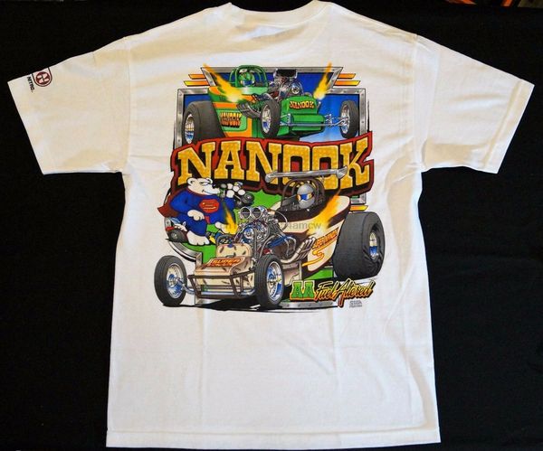 

lon nostalgic drag racing screen printed t-shirt nanook new american