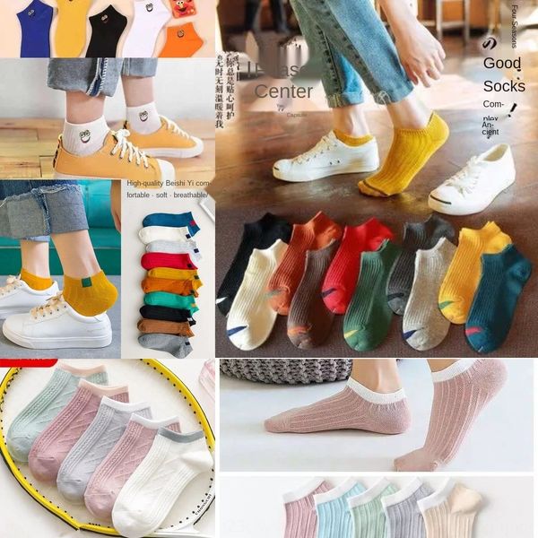 

короткое лето женщин и носки 10 пар студента корейских ины стиль модного онлайн красный мило мелкий рот все соответствует моде носков e9r4m, Black