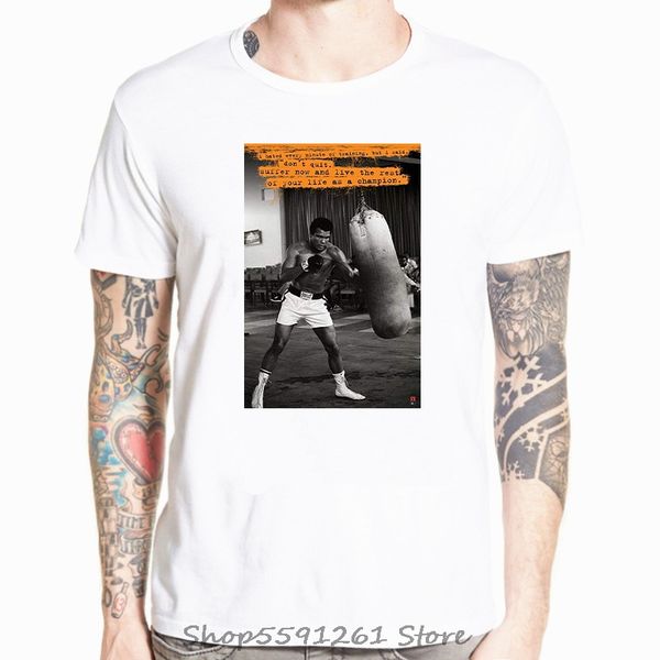 

official muhammad ali training heavy bag men's t-shirt boxing fashion brand tees new cotton tshirt sstreetwear