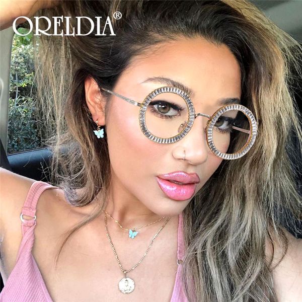 

brand designer round diamond sunglasses women 2020 new vintage rhinestone sun glasses women eyewear uv400 gafas de sol mujer, White;black
