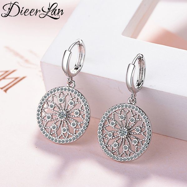 

dieerlan luxury trendy 925 sterling silver big hollow round hoop earrings for women wedding statement jewelry brincos pendientes, Golden;silver