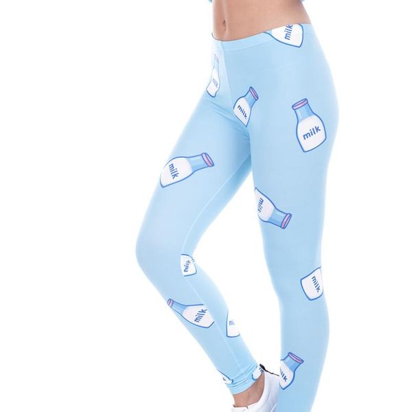 

women legging milk printed leggins for women trousers high waist blue legins woman pants stretch leggings, Black