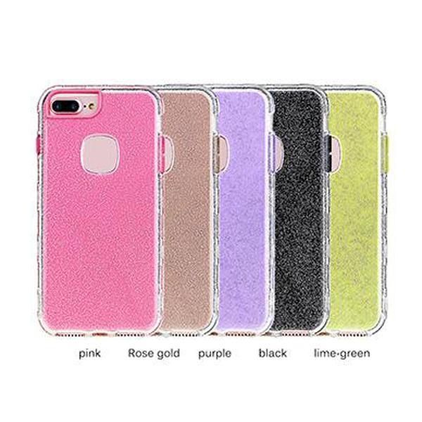 

hybird 3in1 clear shiny glitter phone case pc silicone full cover for iphone 6s 7 8 plus x xr xs max bling cellphone cases