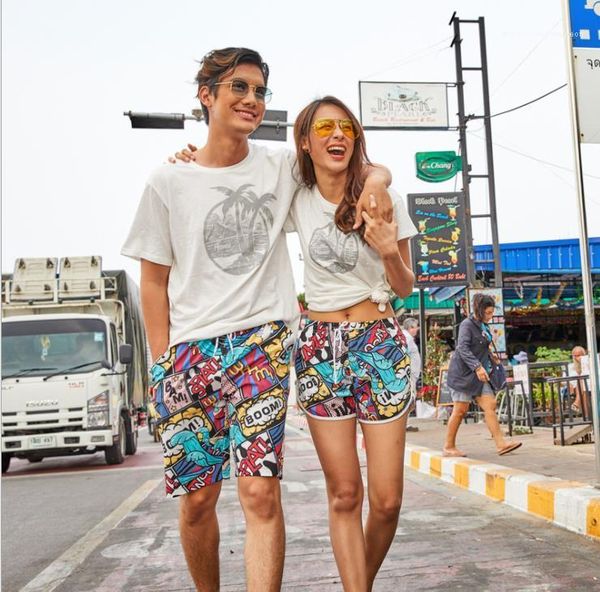 

couple 3d printing beach pants mens womens loose quck drying seaside holiday pant man knee length shorts swimwear