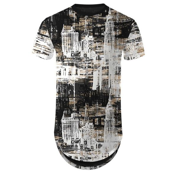 

youthup 3d round hem color patterns design mens hip male long line for summer 3d print shirts funny hippie kawaii men clothing