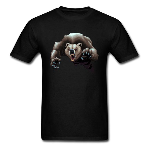 

angry brown bear t shirt printed tshirt men t-shirt black round neck cotton fabric funny tees special clothes drop shipping