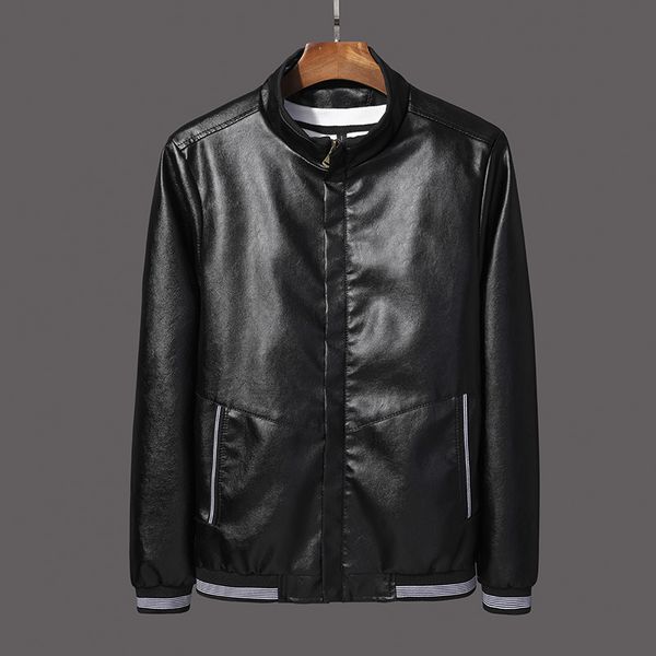 

mens leather jacket winter coat street fashion casual wear pleated drsigned zipper jacket motorcycle jackets for men pu coat, Black