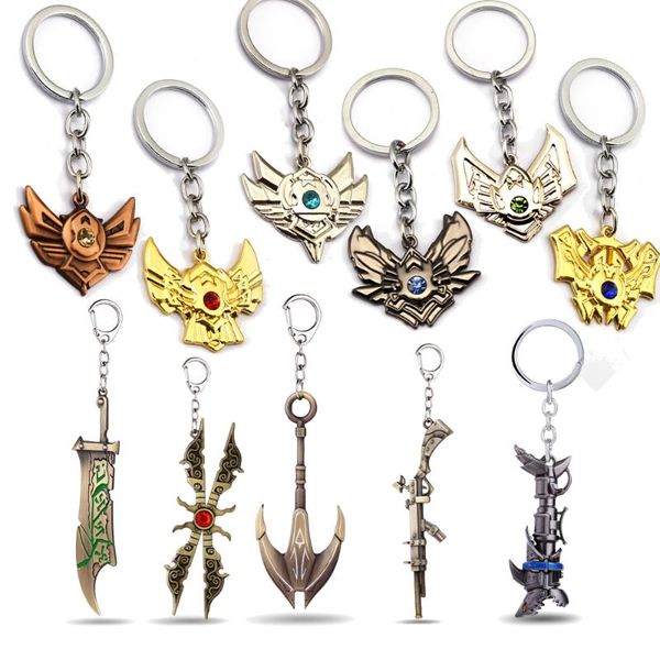 

hsic mixed styles game league keychain legends riven leona soraka irelia keyring key holder men chaveiro for fans, Silver