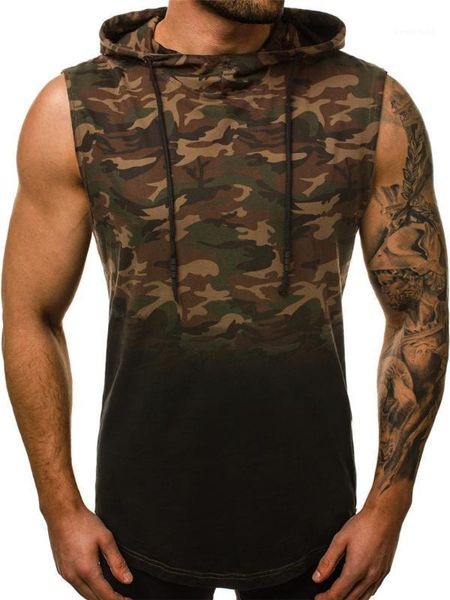 

жилет камуфляж 3d digital стиль сыпучего tshirt mens casual одежда gradient печать с капюшоном без рукавов дизайнера tshirt, White;black