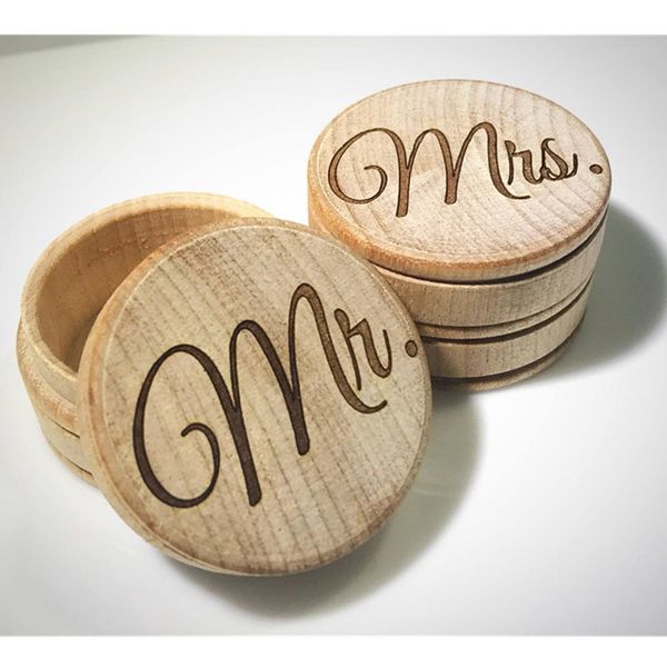 

engraved mr mrs wedding ring box set of 2 customized rustic wood ring bearer box holder trinket jewelry pillow
