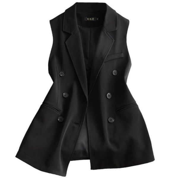 

plus size 3xlwomen black vest double breasted formal waistcoat vestes sans manches style women blazer vest, Black;white