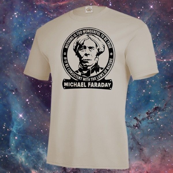 

fashion men new michael faraday nothing too wonderful shirt, science geek electricity quote summer tee shirt