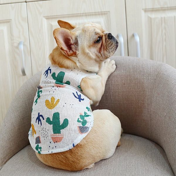 

cartoon printed pet dog summer breathable shirt pet summer cool vest small dog clothing