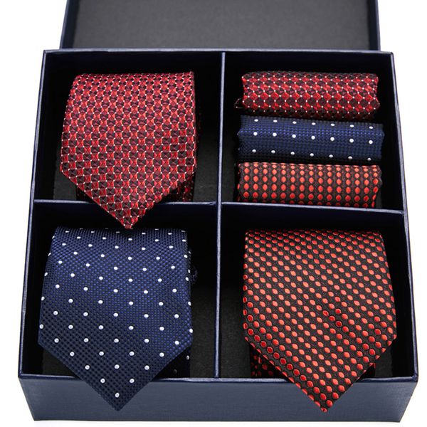 

fashion men tie luxury red blue striped paisley plaid silk wedding tie for men designer hanky set in gift box packing, Black;gray