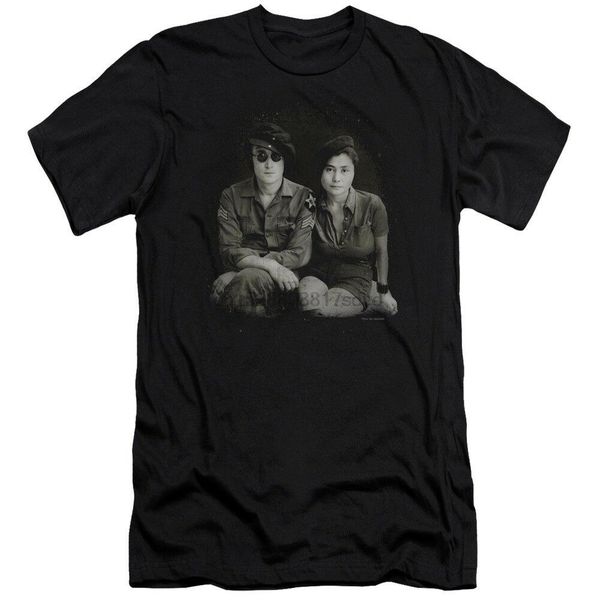 

official john lennon yoko ono p in army uniform beret super soft t-shirt