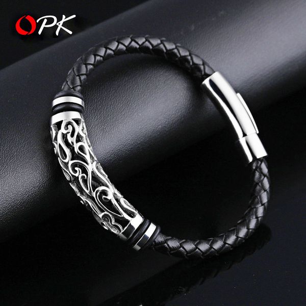 

charm bracelets fashion woven leather rope bracelet men jewelry forest department simple shaking sound ins small crowd design street hip hop, Golden;silver