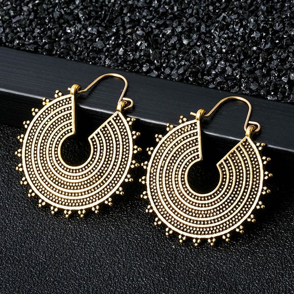 

tribal brass earring dangle drop earring flower ornate swirl gypsy for women boho vintage ear00c000b01b, Silver