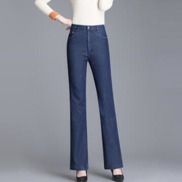 

jeans femme denim pants blue color womens jeans high waist plus size autumn winter denim pants stretch j846