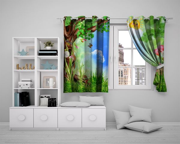 

modern window curtain custom 3d animal curtain sika deer in the dream forest living room bedroom beautifully decorated curtains