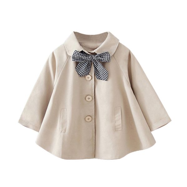 

autumn baby girls trench clothes kids jacket dress with neckline bow windbreaker childrens girls warm outwear outfits, Blue;gray